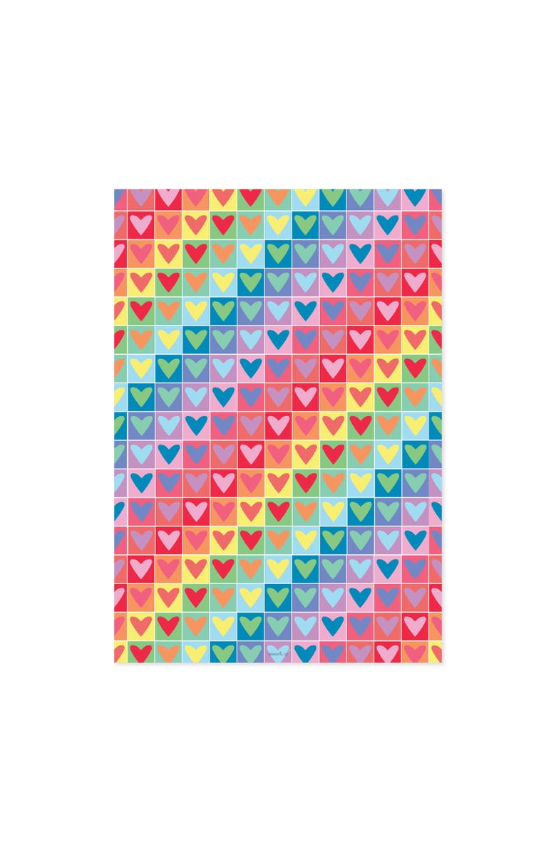 Ramus & Co Eight Sheets Two-Sided "Hearts" & "Rainbow Hearts" Heavyweight Gift Wrap, Alternate, color, Multicolored