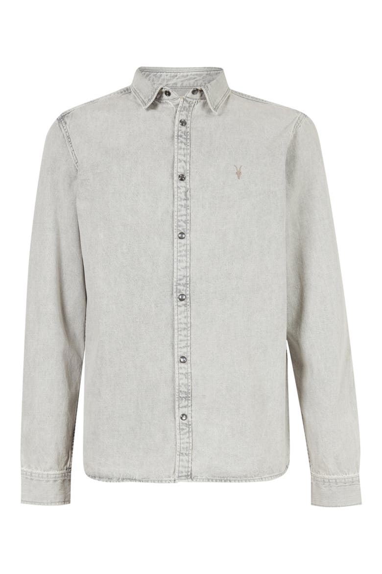 Gleason Chambray Snap-Up Shirt, Alternate, color, GREY