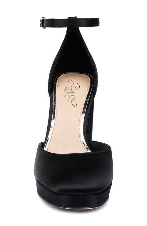 Jewel Badgley Mischka Stephanie Ankle Strap Platform Pump In Black Satin