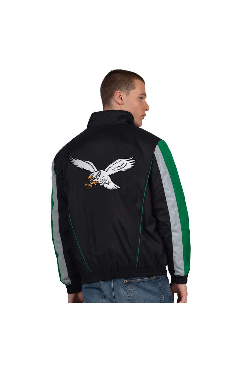 STARTER Men's Starter Black Philadelphia Eagles Thursday Night Gridiron Vintage Logo Half-Zip Jacket, Alternate, color, Black