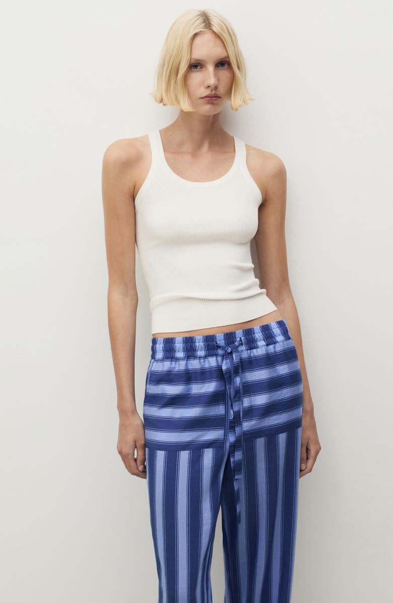 MANGO Stripe Wide Leg Pajama Pants, Alternate, color, 
