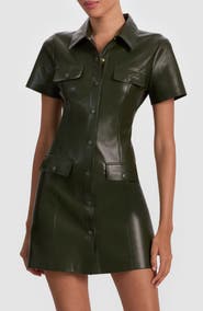 Alice + Olivia Jamie Faux Leather Mini Shirtdress