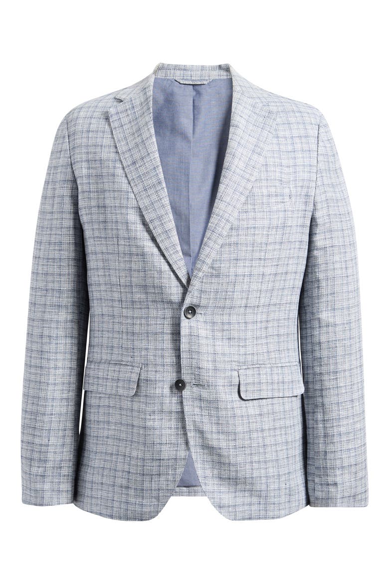 Charterhouse Sports Fit Plaid Linen Sport Coat, Alternate, color, INDIGO