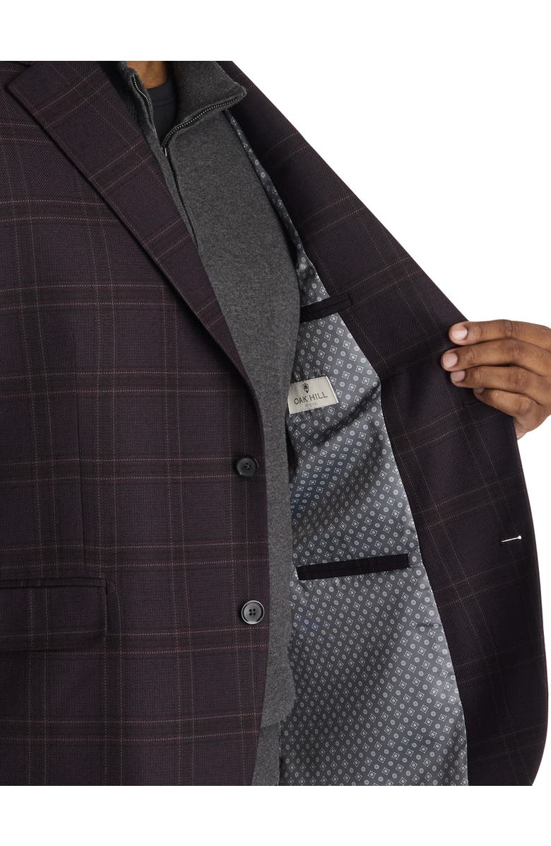 Oak Hill by DXL Big & Tall Windowpane Sport Coat- Executive Cut, Alternate, color, Burgundy