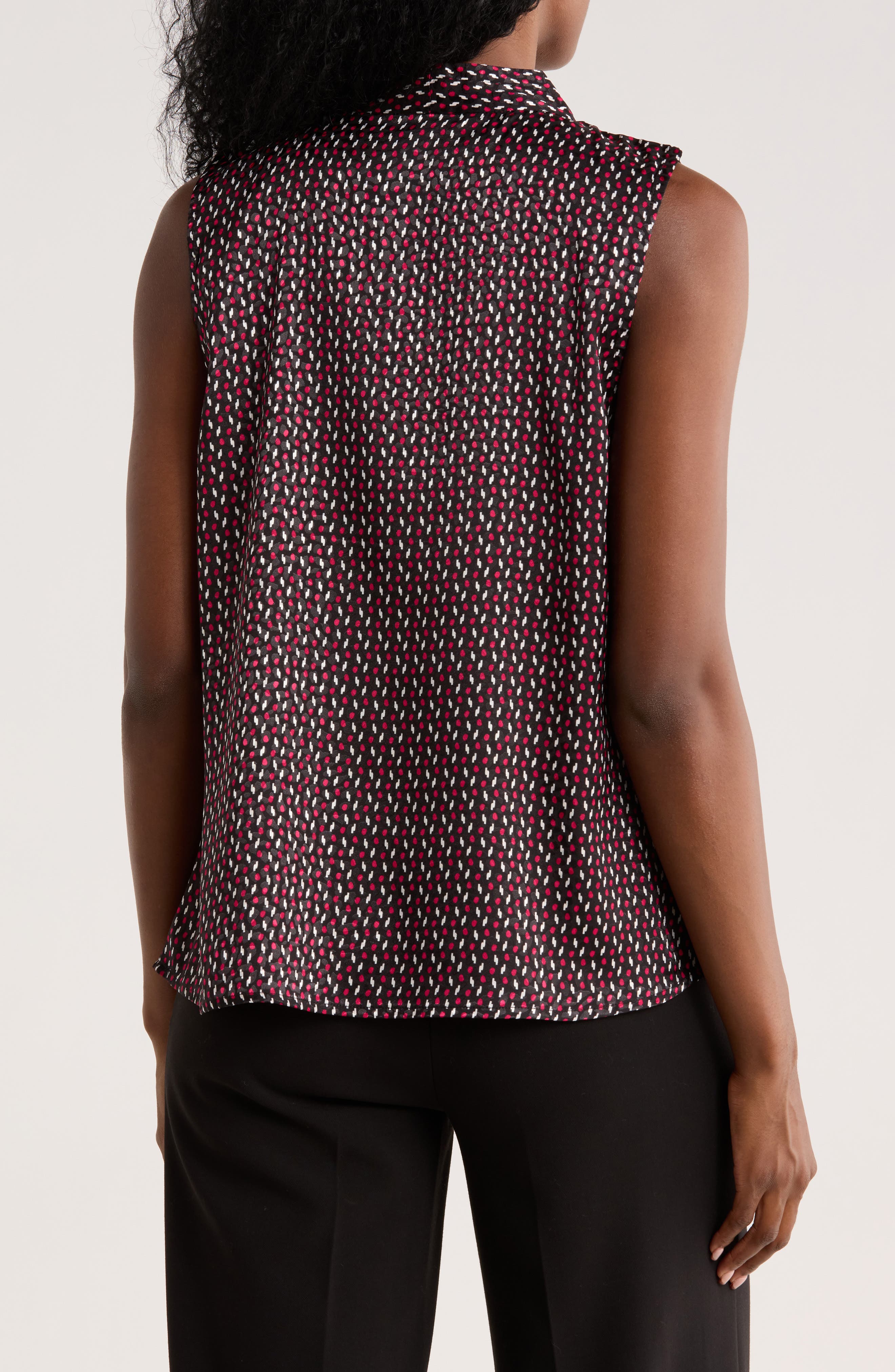 Pleated Neck Sleeveless Woven Top