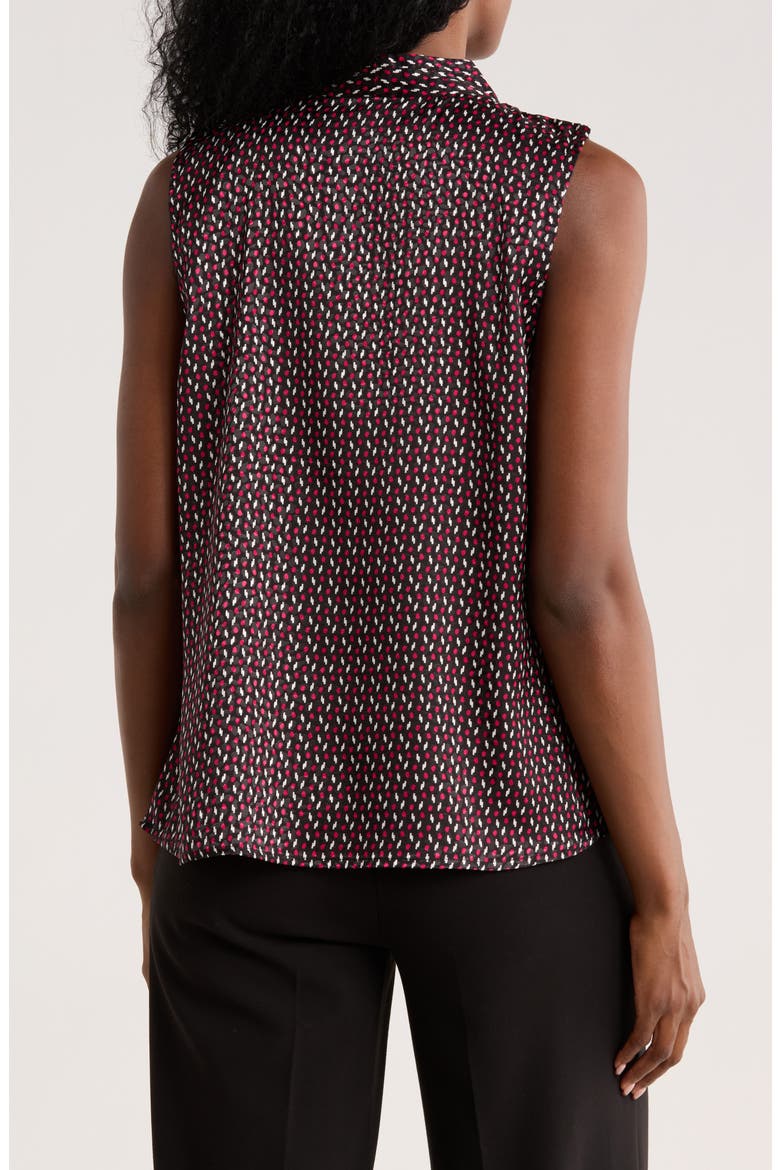 Pleated Neck Sleeveless Woven Top, Alternate, color, STAR RUBY DOT