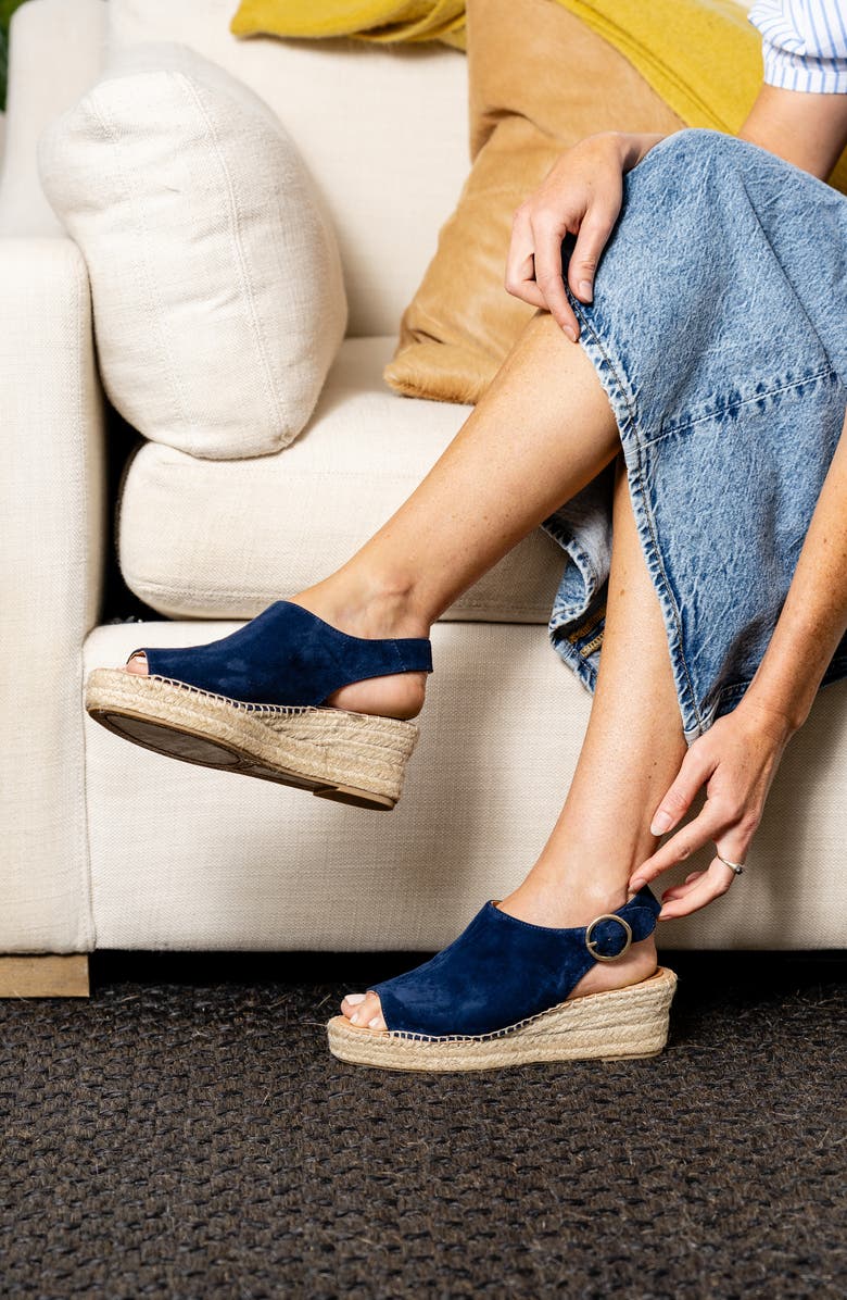 patricia green Stella Slingback Espadrille Platform Wedge Sandal, Alternate, color, Navy Suede