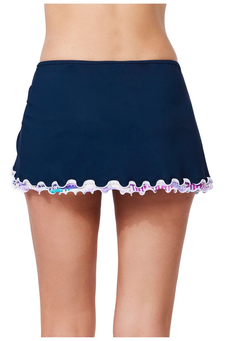 Canva Tricolore Side Slit Skirt Swim Bottom, Alternate, color, Navy