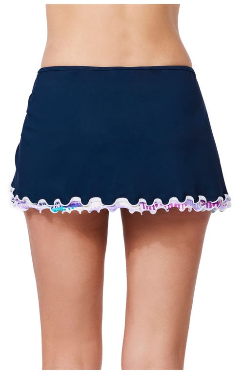Gottex Canva Tricolore Side Slit Skirt Swim Bottom In Blue