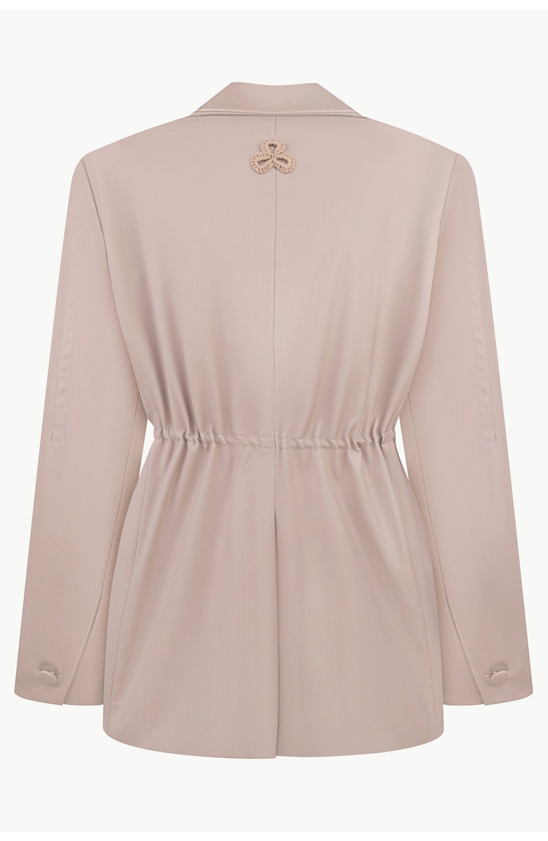 Malva Florea Relaxed-Fit Blazer With Handmade Florals, Alternate, color, Cappuccino