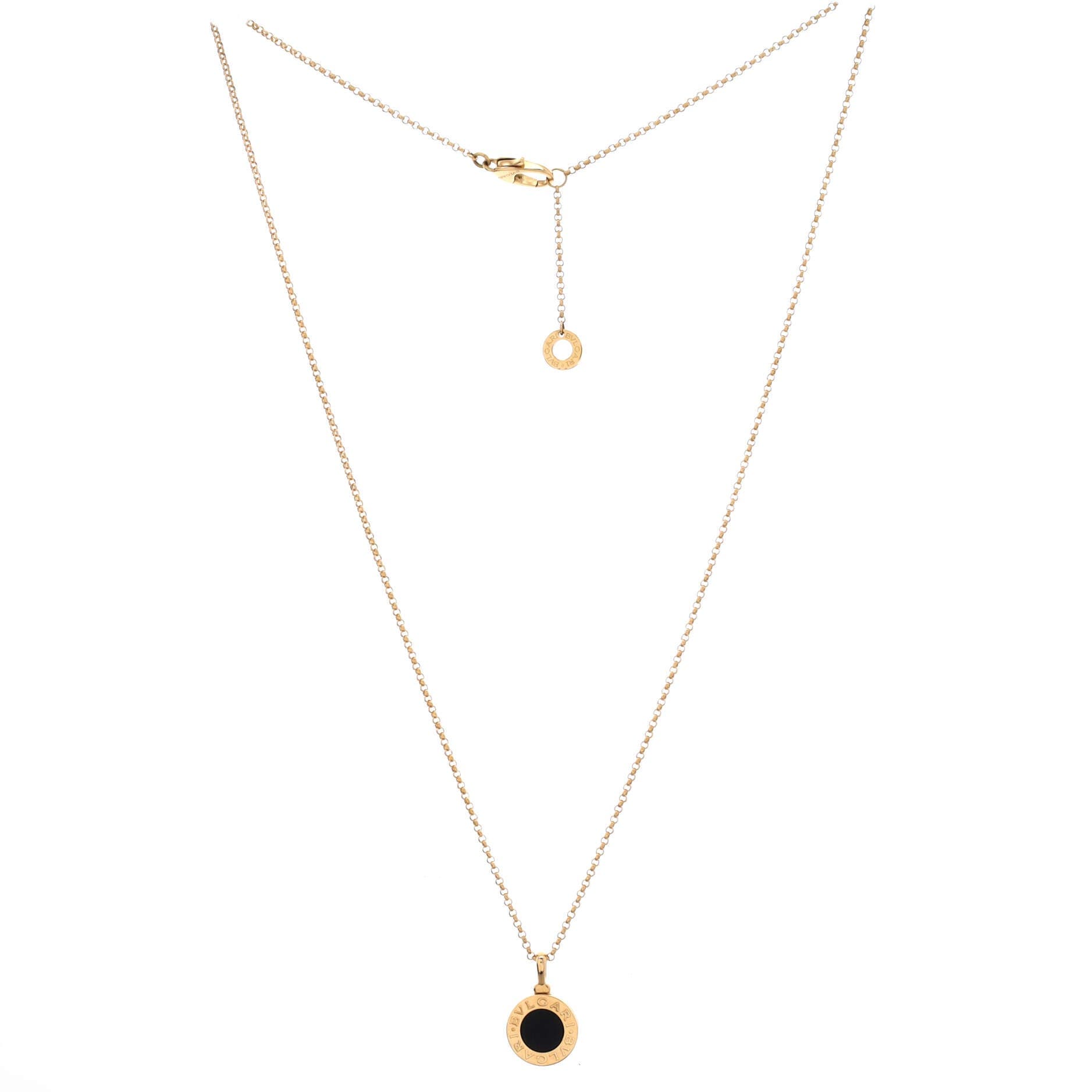 Bvlgari Bvlgari Pendant Necklace 18K Yellow Gold with Onyx, Alternate, color, Metallic Gold