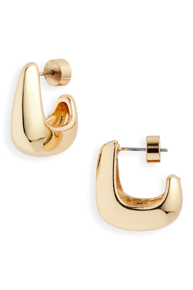 Polished C Hoop Earrings, Main, color, GOLD