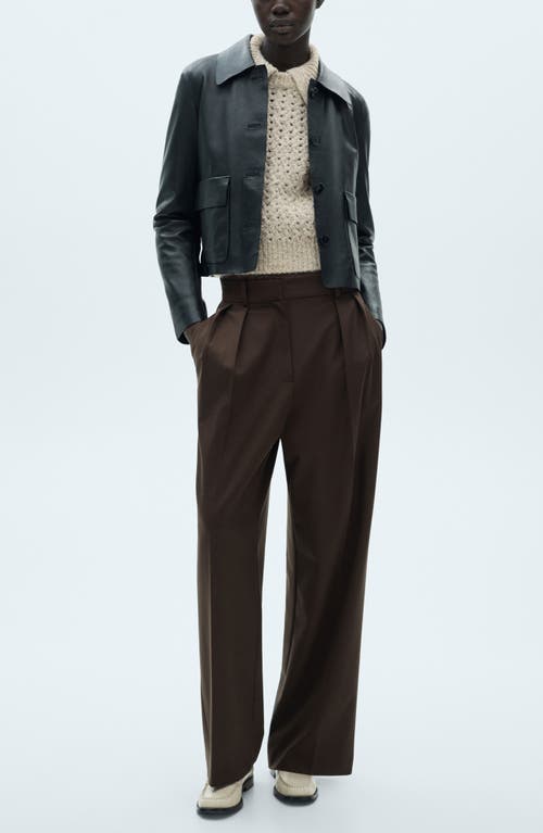 Shop Mango Open Stitch Polo Sweater In Sand