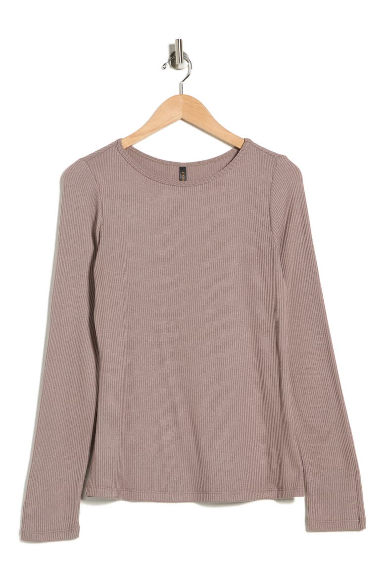 Long Sleeve Ribbed Top, Alternate, color, MOCHA