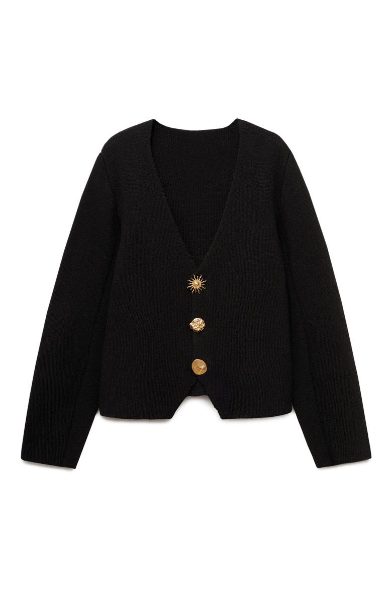Mixed Button Cardigan, Alternate, color, BLACK