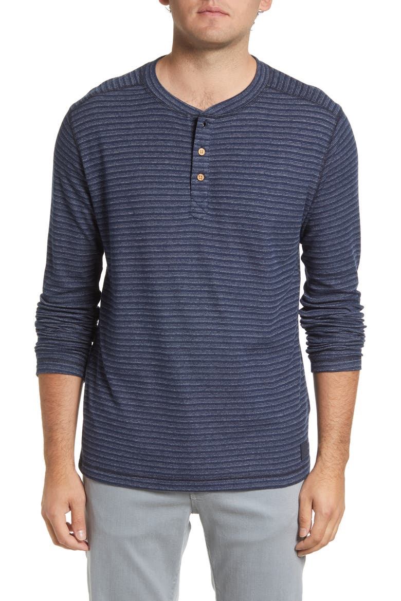 Yarn Dye Rib Long Sleeve Henley, Main, color, NAVY