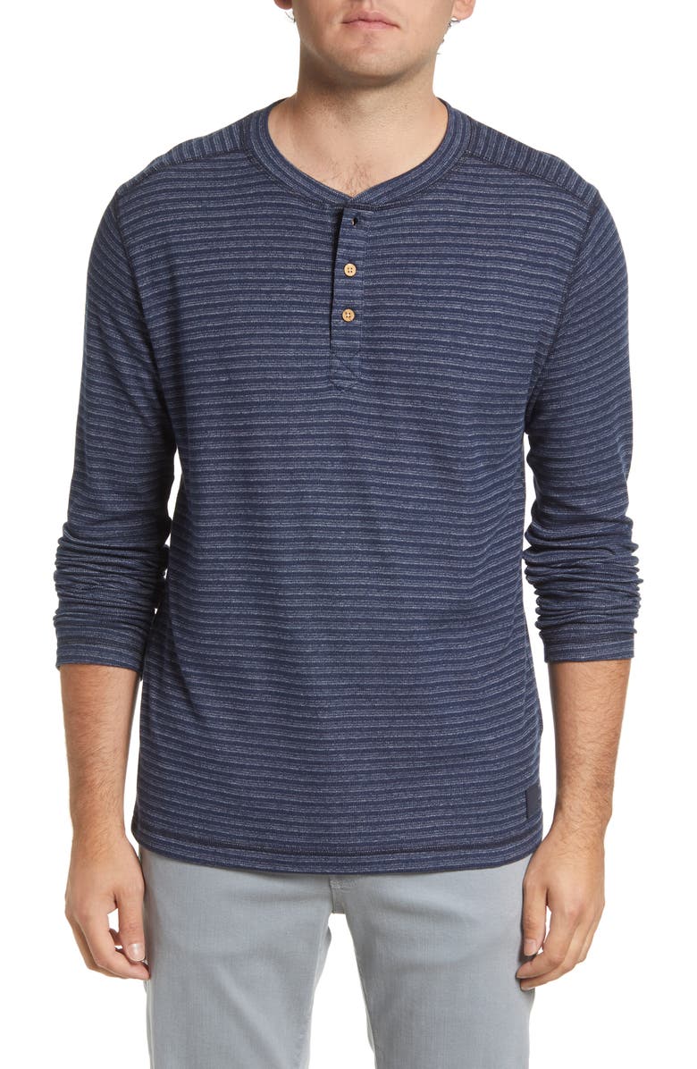 Vintage 1946 Yarn Dye Rib Long Sleeve Henley, Main, color, Navy