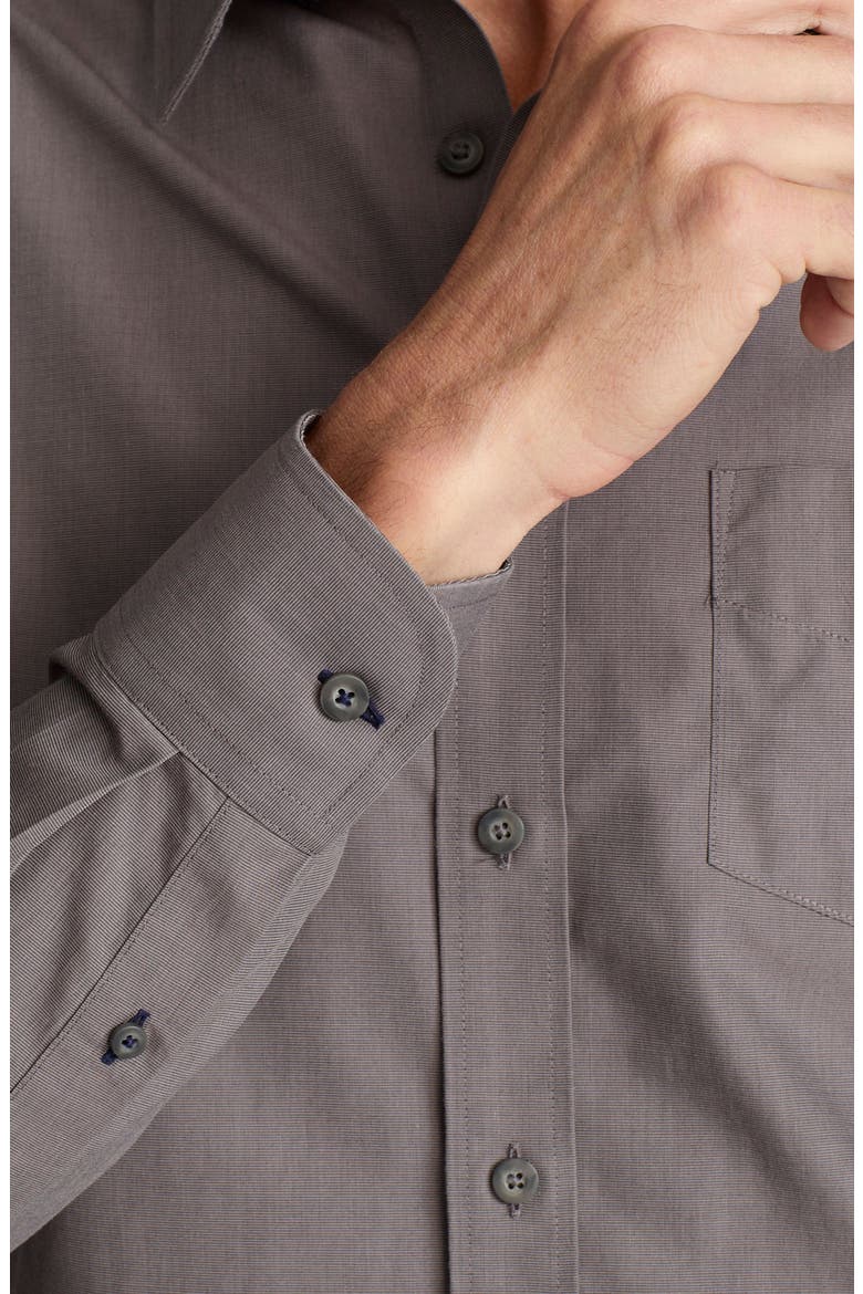 Sangiovese Solid Grey Wrinkle Free Cotton Button-Up Shirt, Alternate, color, GREY