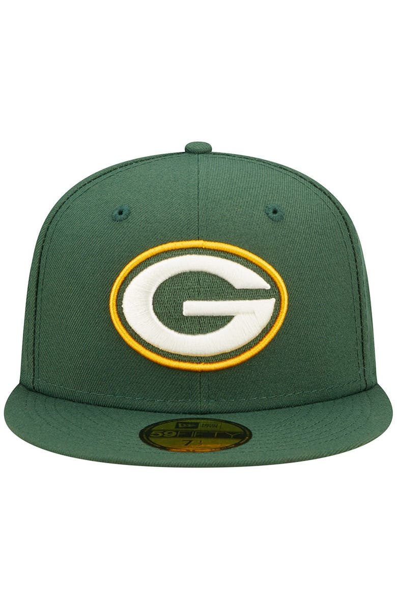 New Era Men's New Era Green Green Bay Packers Super Bowl XXXI Purple Pop Sweat 59FIFTY Fitted Hat, Alternate, color, Green
