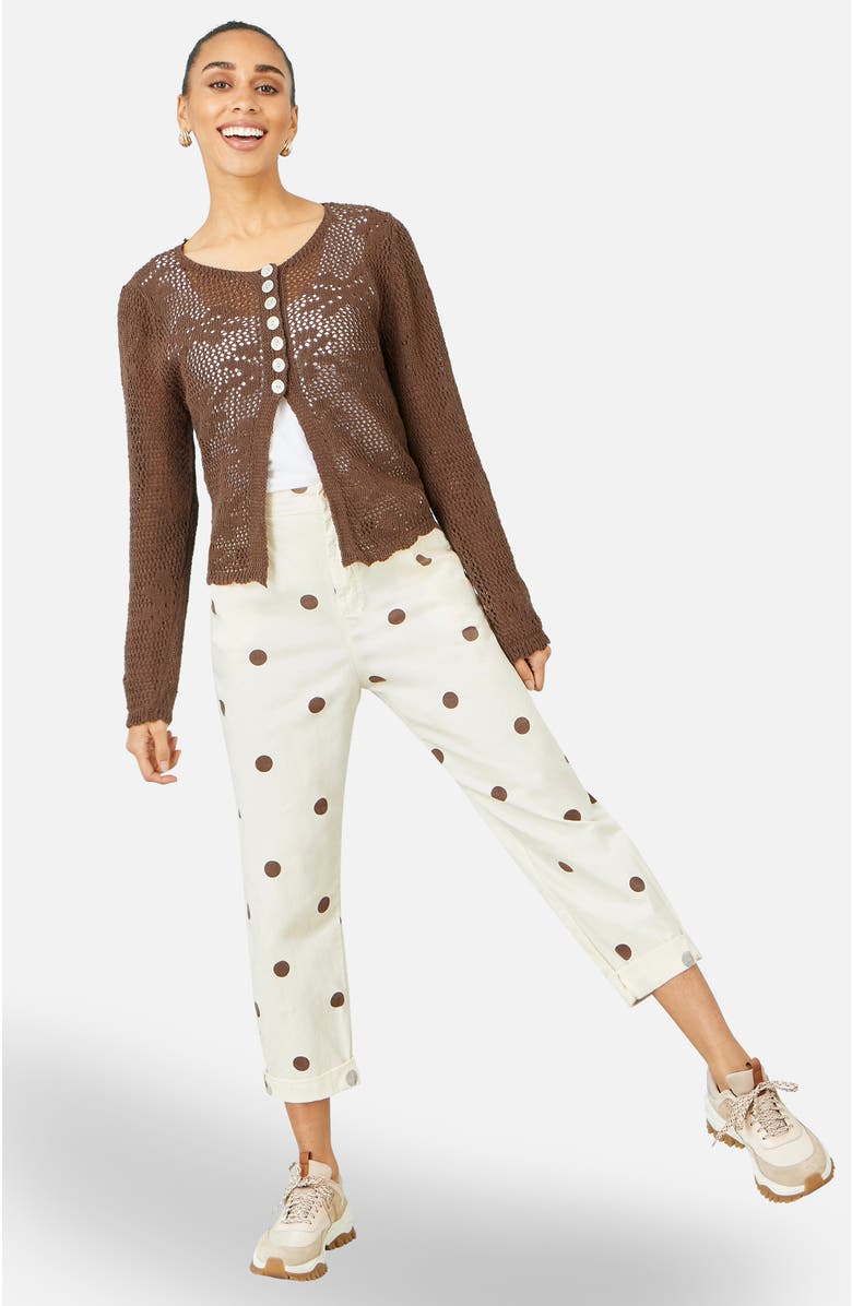 Yumi Spot Print Cotton Canvas Chinos, Alternate, color, Ivory