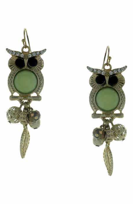 Guin Dangle Owl Drop Earrings