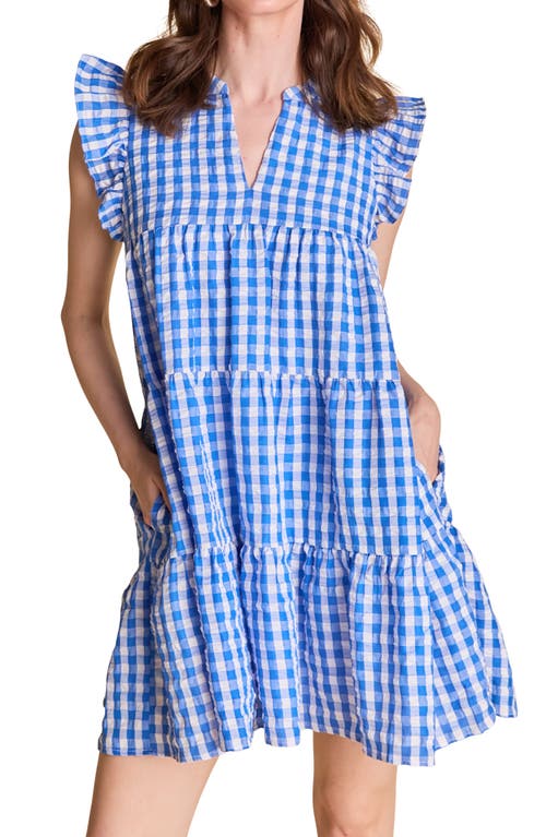 ENGLISH FACTORY ENGLISH FACTORY GINGHAM CHECK TIERED COTTON MINIDRESS 