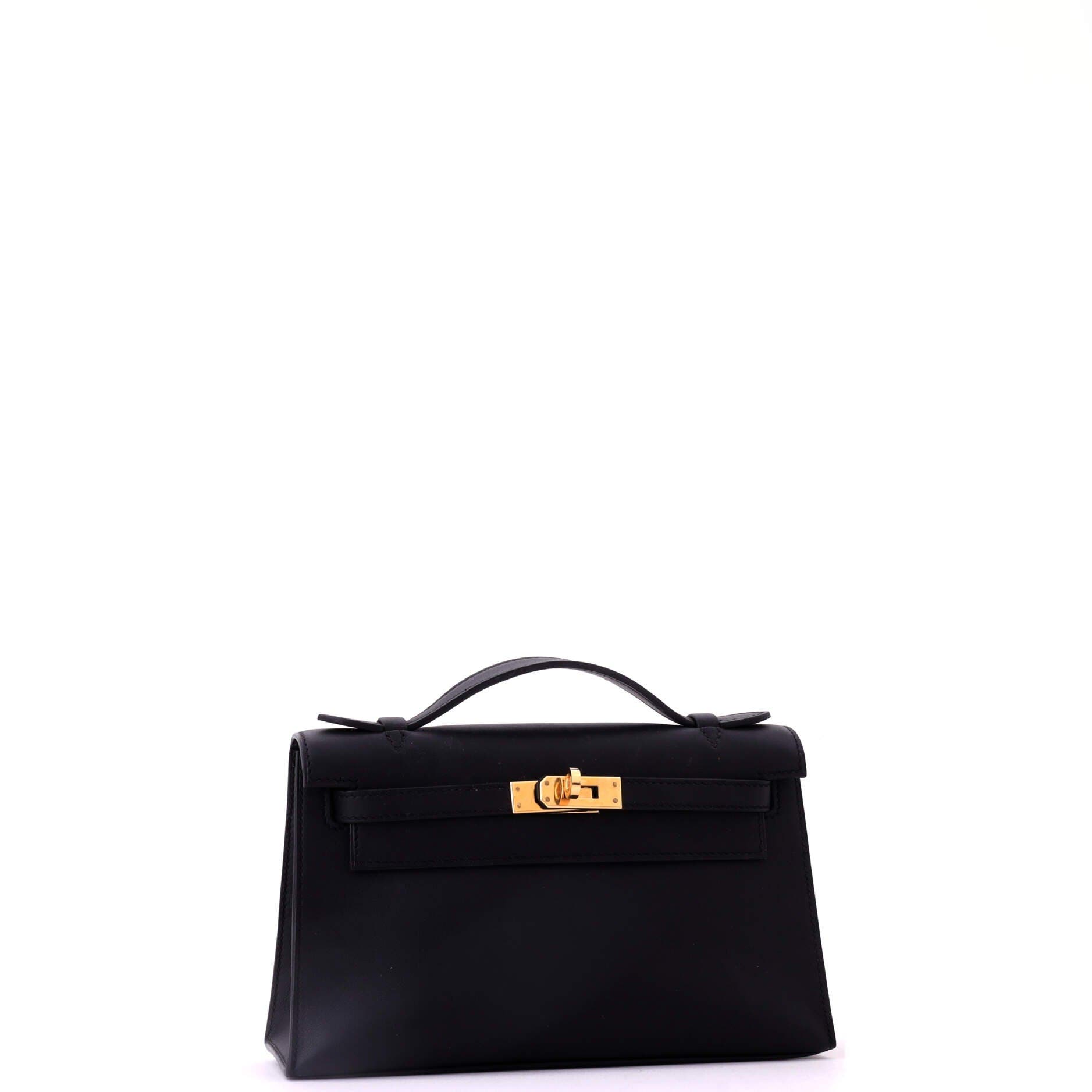 Pre-Owned Hermes Kelly Pochette Swift, Alternate, color, Noir