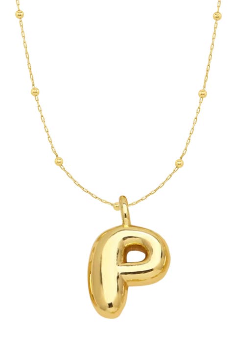 14K Gold Plated Bubble Initial Pendant Necklace