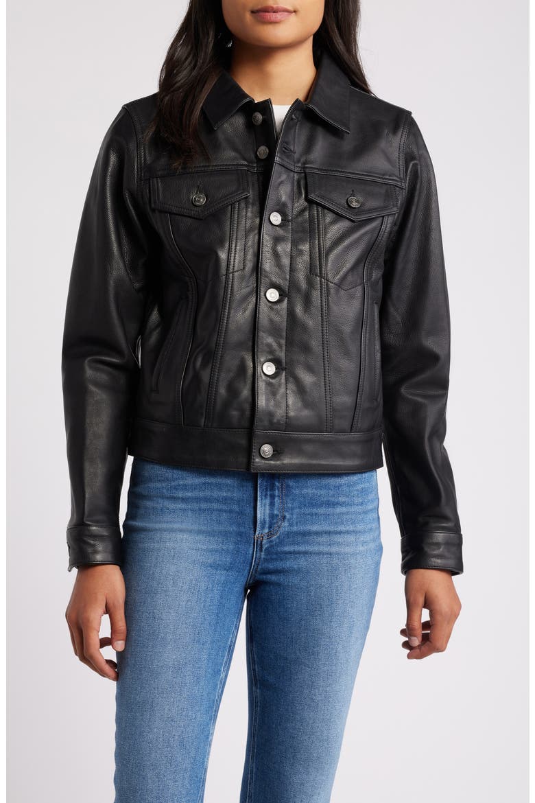 Leather Trucker Jacket (Women) | Nordstrom