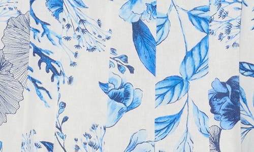 Shop Avec Les Filles Floral Linen Blend Fit & Flare Dress In Oceana Floral