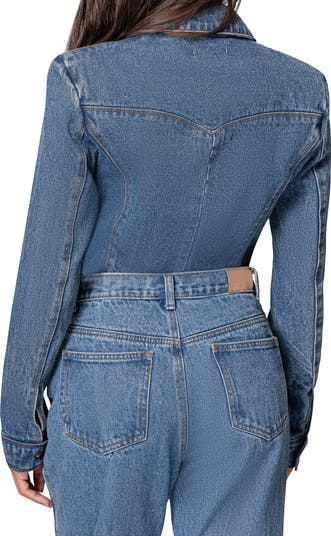 Dominica Denim Blazer Bodysuit