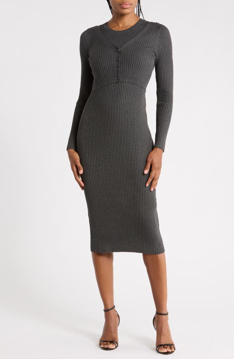 Fable Double Layer Ribbed Sweater Dress