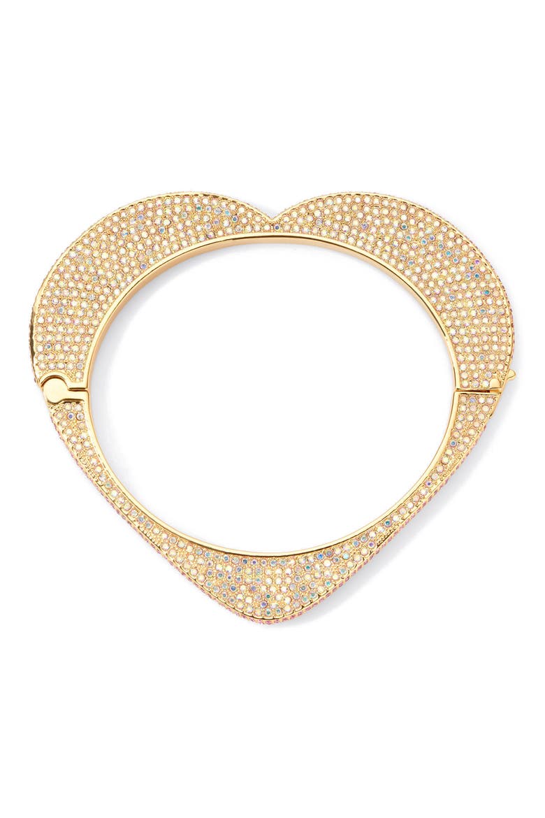 Pavé Crystal Heart Bangle Bracelet, Main, color, PINK