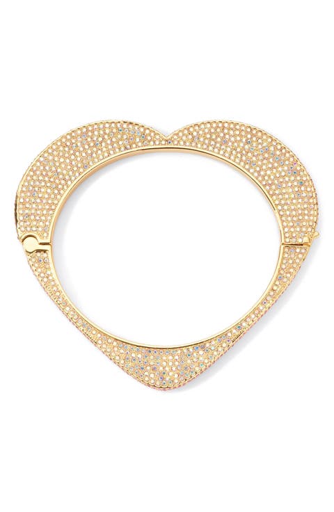Pavé Crystal Heart Bangle Bracelet