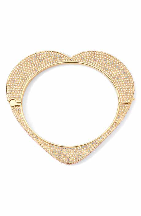 Kurt Geiger London Pavé Crystal Heart Bangle Bracelet