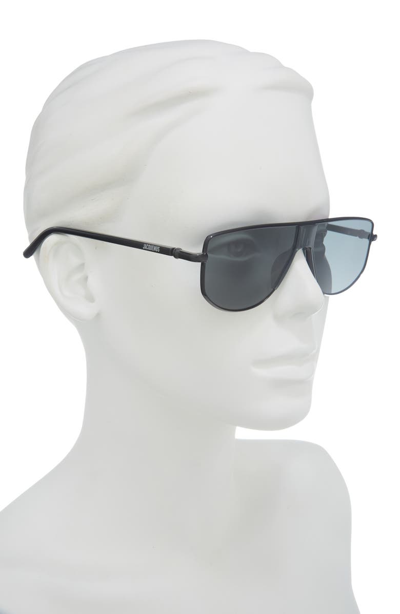 Jacquemus Corsa Sunglasses, Alternate, color, Black/ Silver/ Black/ Grey