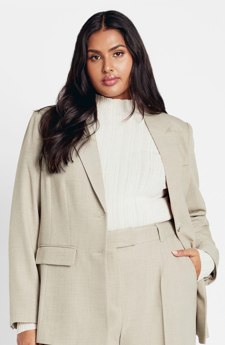 City Chic Elia Notch Lapel Stretch Blazer, Alternate, color, Latte