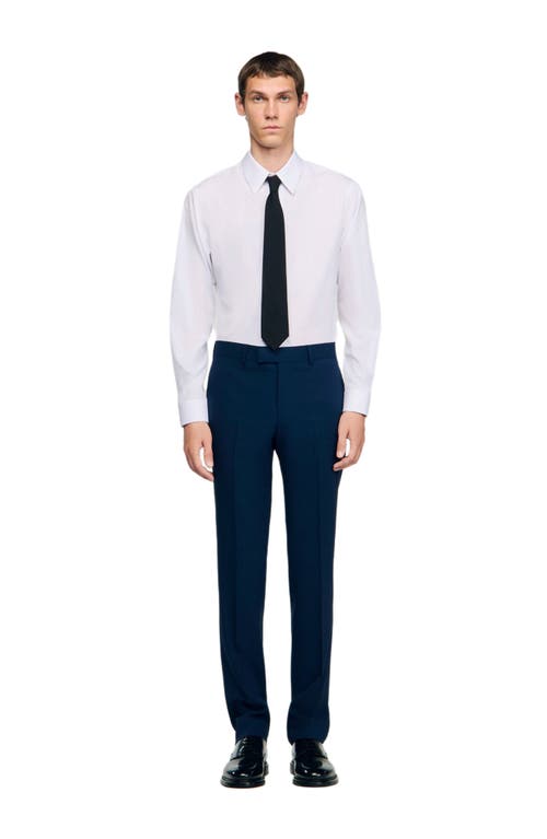 Sandro Wool Suit Trousers In Blue