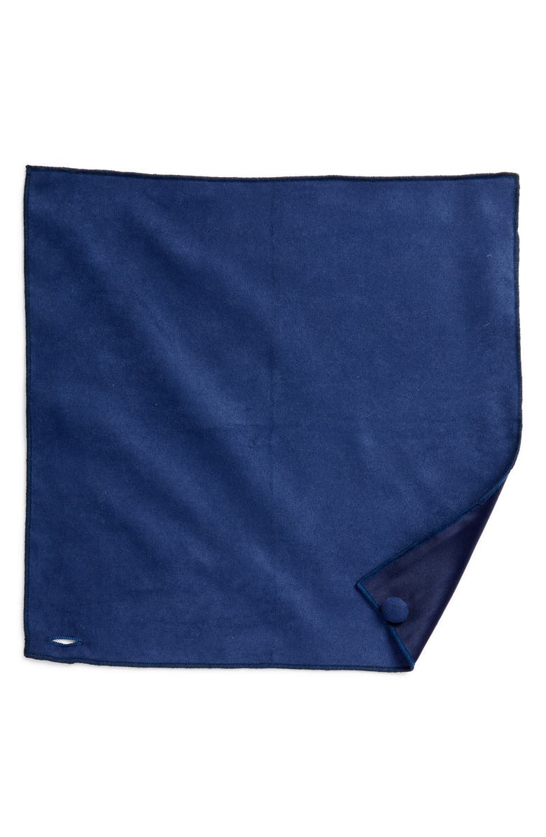 CLIFTON WILSON Solid Sueded Cotton Pocket Square, Alternate, color, Navy