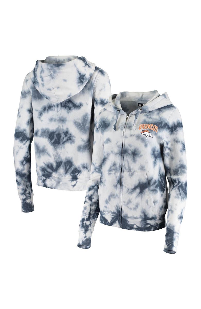 New Era Women's New Era Navy Denver Broncos Tie Dye Fleece Full-Zip Hoodie, Main, color, 