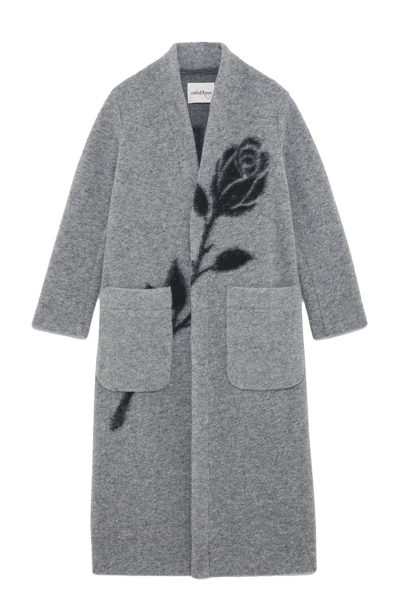 ottod'Ame Wool-Blend Long Coat, Alternate, color, Grey
