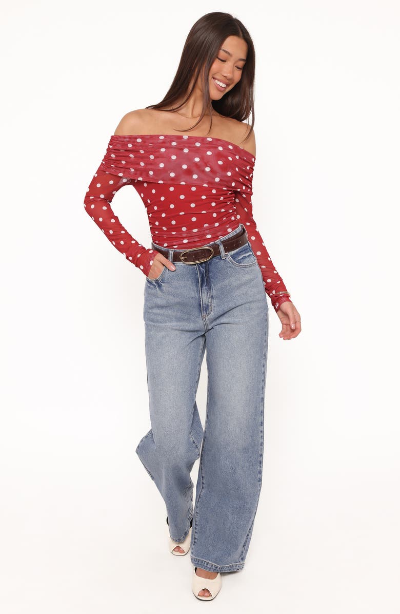 Petal & Pup Caelira Off the Shoulder Top, Alternate, color, Red Polka Dot