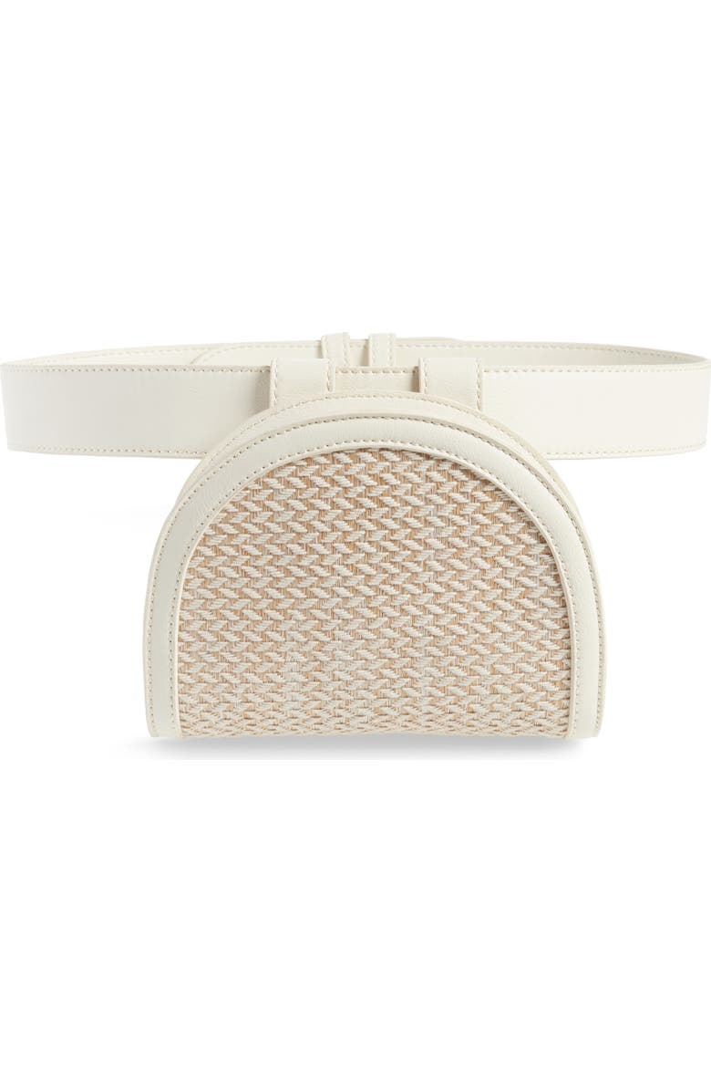 Leith Straw & Faux Leather Belt Bag, Main, color,