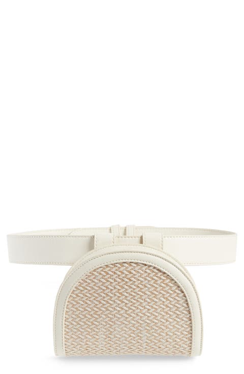 Straw & Faux Leather Belt Bag