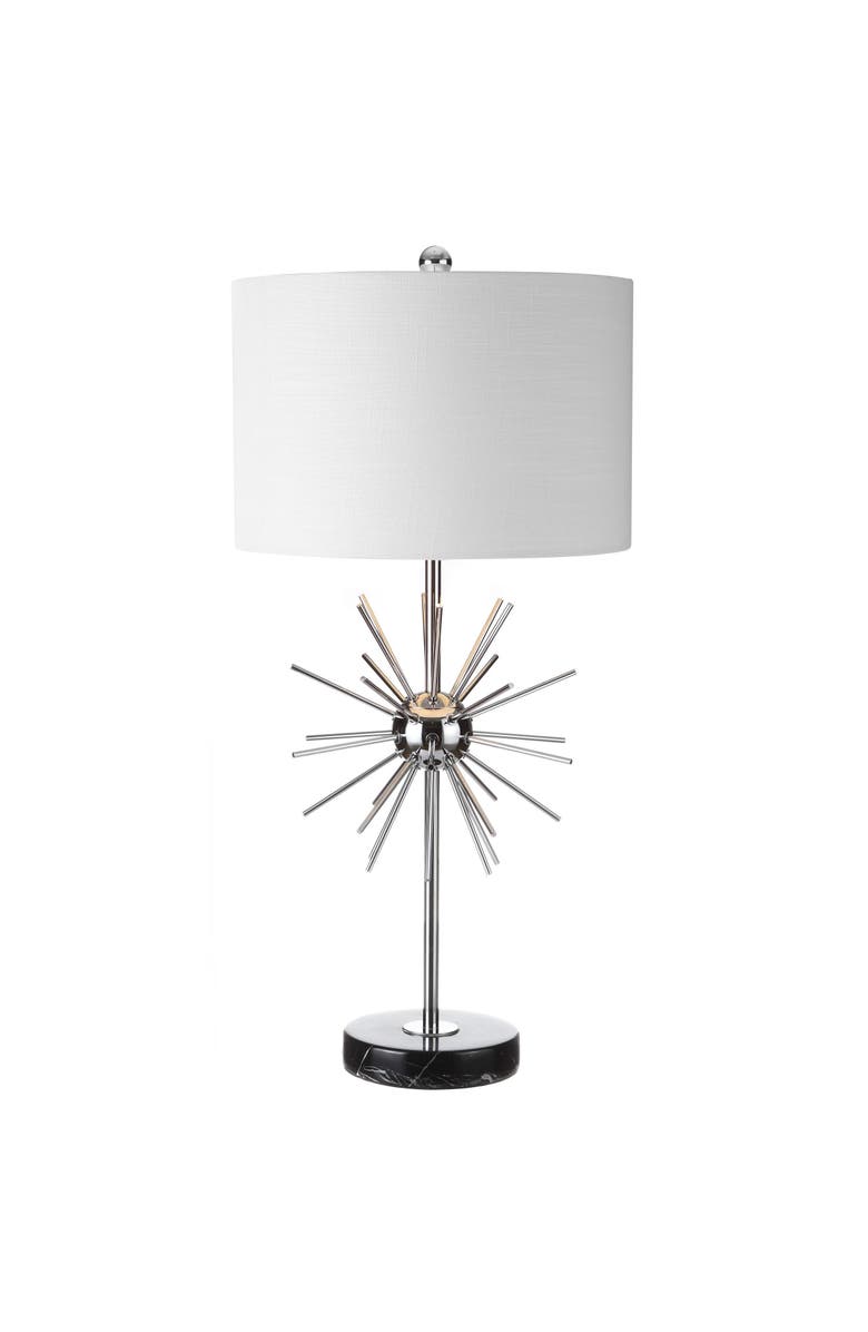 JONATHAN Y Aria 31.5" Metal/Marble LED Table Lamp, Chrome, Alternate, color, Chrome