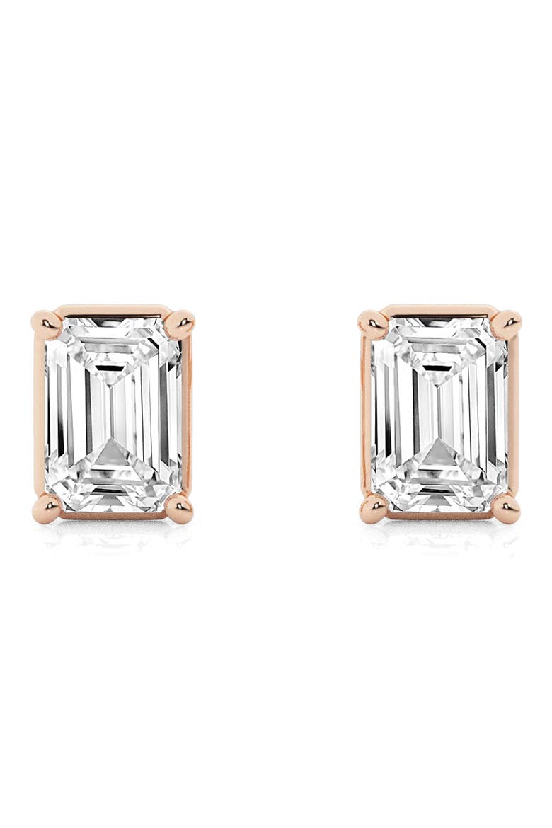 Emerald Cut Lab Created Diamond Stud Earrings - 1.0ctw, Alternate, color, 1 CTW ROSE GOLD