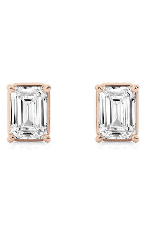 Badgley Mischka Collection Emerald Cut Lab Created Diamond Stud Earrings In 0.5 Ctw Rose Gold
