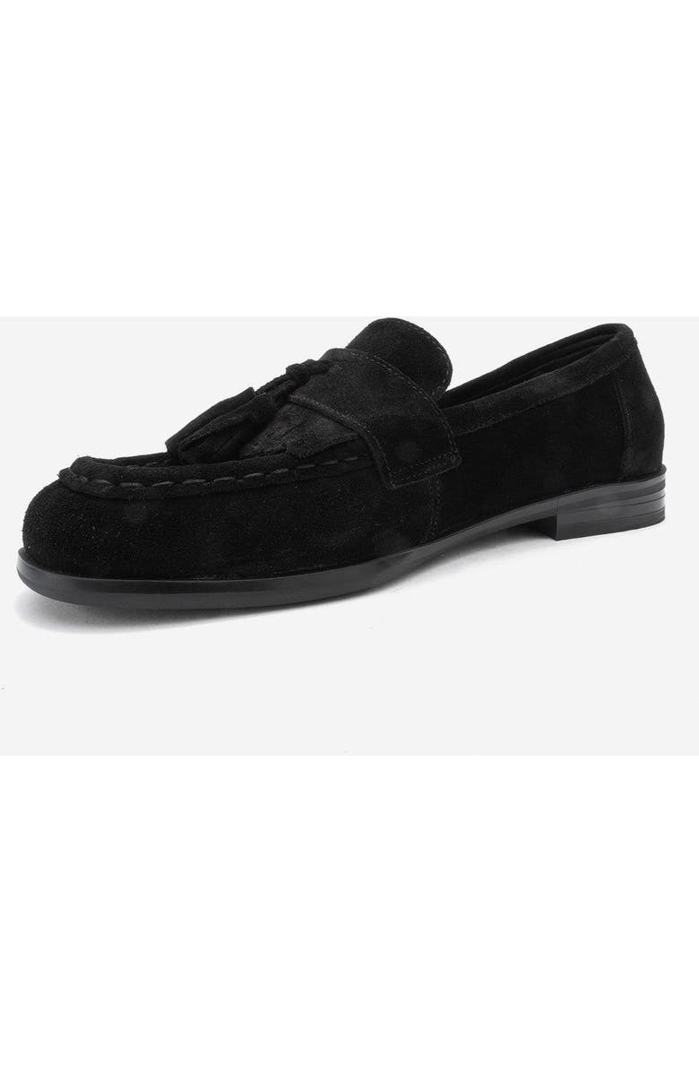 Forever & Always Shoes Lupen Leather Tassel Loafer, Alternate, color, Black Suede