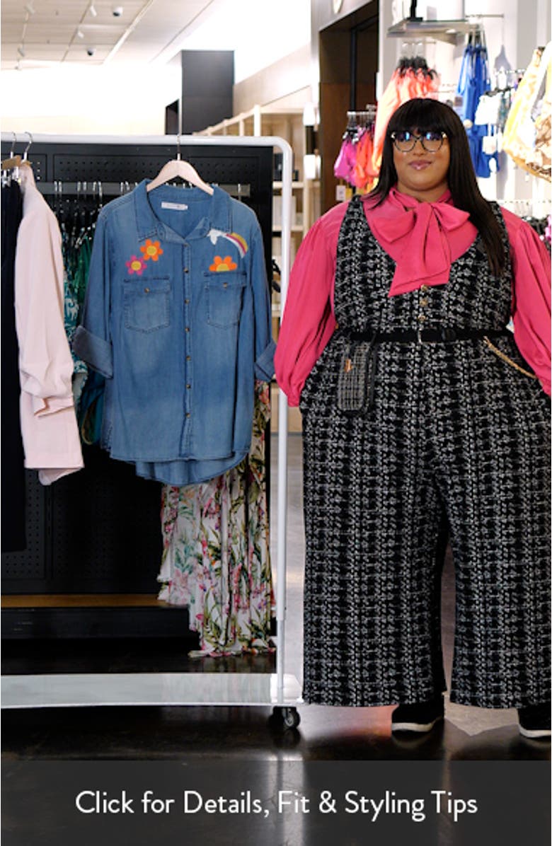 Peace & Love Embroidered Denim Button-Up Shirt, sales video thumbnail