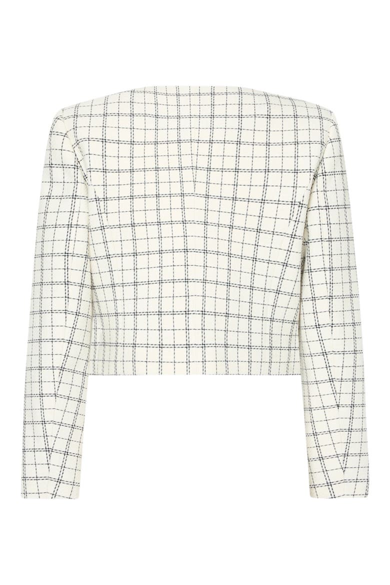 Mika Plaid Crop Jacket, Alternate, color, WHITE/ BLACK